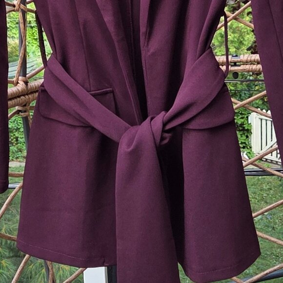 Beautiful Eggplant ASOS Design Open Blazer with Belt - Picture 3 of 14